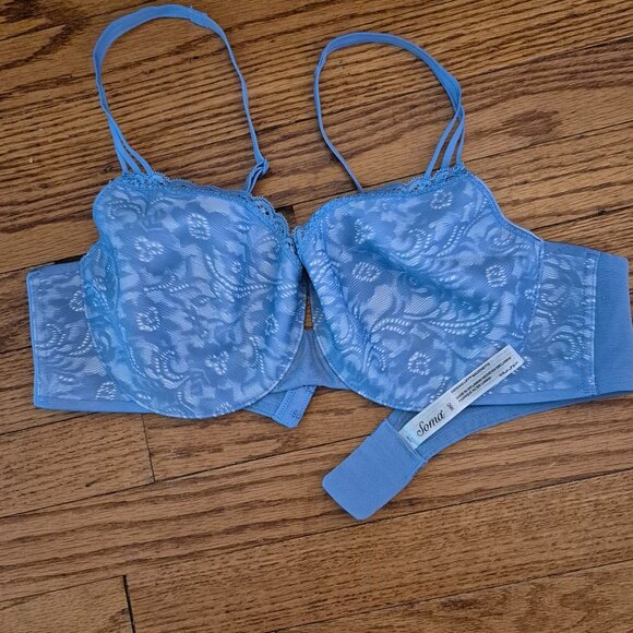 Soma Enticing Lift Balconet Bra Size 346C Blue Lace Floral Details - Picture 1 of 1